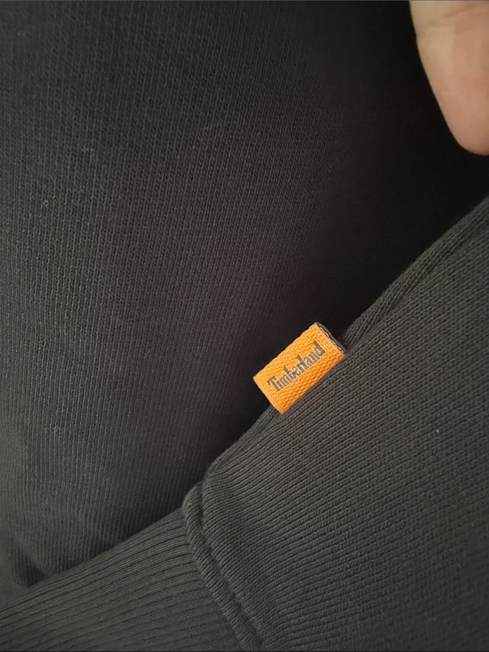 Timberland Black Crewneck Sweatshirt with White Stripe Logo